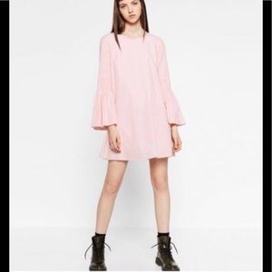 Zara pink white seersucker dress romper Smocking s